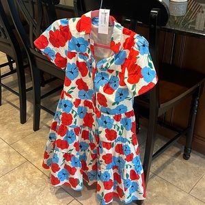 Joy joy tiered dress.  Red blooms. New with tags  size xs   Pockets!!